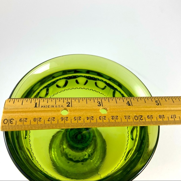 Vintage Indiana Glass Green Kings Crown Thumbprint Compote Pedestal Candy Dish - Picture 6 of 6